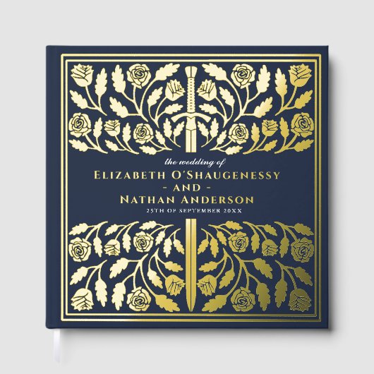 Blue Fantasy Royal Medieval Sword Wedding ゲストブック (正面)