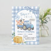 Blue Farm Animals Three-i-e-i-o 3rd Birthday 招待状 (スタンド正面)