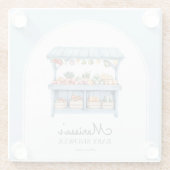 Blue Farmers Market Baby Boy Shower ガラスコースター (裏面)