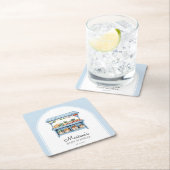 Blue Farmers Market Baby Shower スクエアペーパーコースター (インサイチュ)