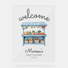 Blue Farmers Market Baby Shower Welcome アクリルサイン