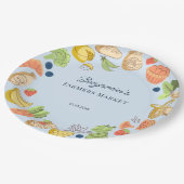 Blue Farmers Market Farm Fresh Birthday ペーパープレート (アングル)