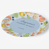 Blue Farmers Market Farm Fresh Birthday ペーパープレート (アングル)