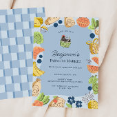 Blue Farmers Market Organic Farm Fresh Birthday 招待状