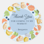 Blue Farmers Market Party Favor Thank You ラウンドシール (正面)