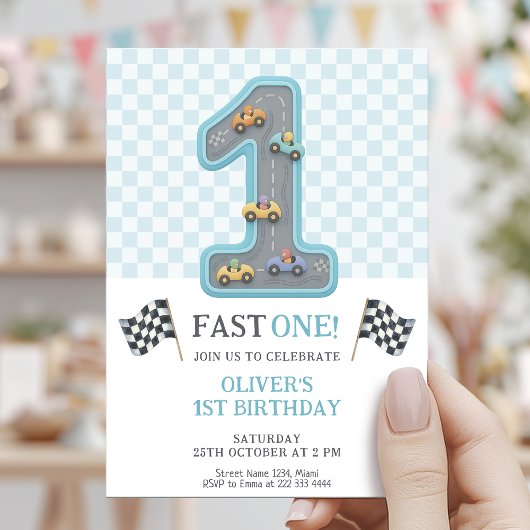 Blue Fast One Birthday Race 招待状