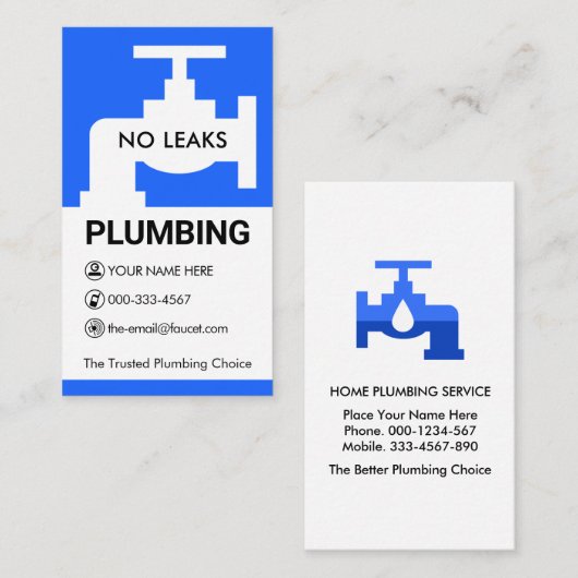 Blue Faucet Plumbing Motif 名刺 (正面/裏面)