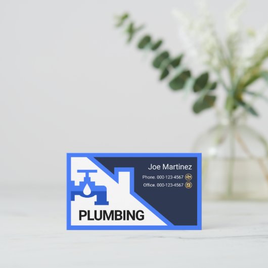 Blue Faucet Rooftop Building Frame 名刺 (スタンド正面)