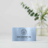 Blue Faux Brushed Metal Professional QR Code 名刺 (スタンド正面)