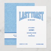 Blue Faux Glitter LAST TOAST Bachelorette Party  招待状 (正面/裏面)