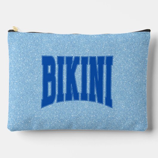 Blue Faux Glitter + Navy BIKINI アクセサリーポーチ (正面)