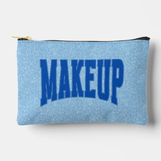 Blue Faux Glitter + Navy MAKEUP アクセサリーポーチ (正面)