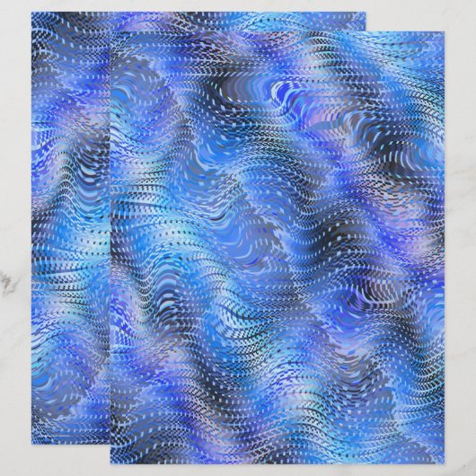 Blue Faux Snakeskin Scrapbook Paper 2-Sided Page (正面/裏面)