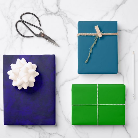 Blue Faux Suade Peacock colors- set 1 ラッピングペーパーシート (正面)