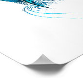 Blue feather watercolor poster ポスター (角)