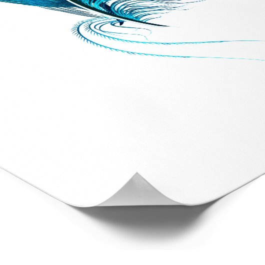 Blue feather watercolor poster ポスター (角)