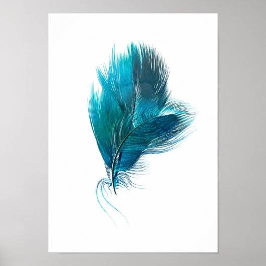 Blue feather watercolor poster ポスター (正面)