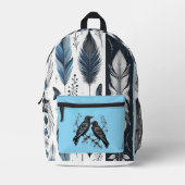 Blue Feathers and Black Ravens Backpack プリントバックパック (正面)