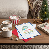 Blue Festive Multilingual Merry Christmas and Tree シーズンカード