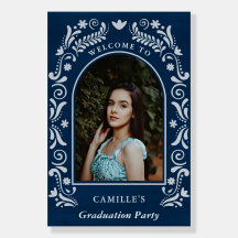 Blue Fiesta Photo Graduation Welcome Sign