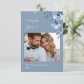 Blue Fine Art Flowers Wedding Thank You Card サンキューカード (スタンド正面)