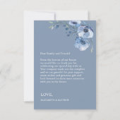 Blue Fine Art Flowers Wedding Thank You Card サンキューカード (裏面)