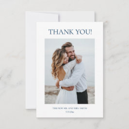 Blue Fine Art Flowers Wedding Thank You Card サンキューカード