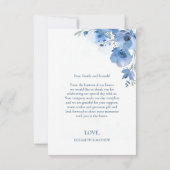 Blue Fine Art Flowers Wedding Thank You Card サンキューカード (裏面)