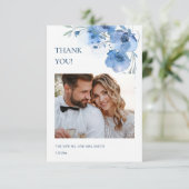 Blue Fine Art Flowers Wedding Thank You Card サンキューカード (スタンド正面)