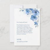 Blue Fine Art Flowers Wedding Thank You Card サンキューカード (裏面)