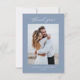 Blue Fine Art Flowers Wedding Thank You Card サンキューカード