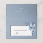 Blue Fine Art Watercolor Flowers Wedding プレイスカード (外部開封)