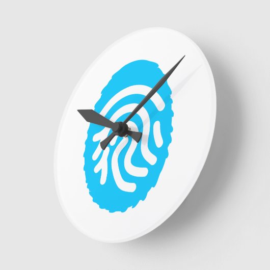 Blue Fingerprint Biometric Security ラウンド壁時計 (傾斜)