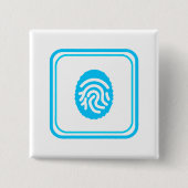 Blue Fingerprint Biometric Security 缶バッジ (正面)
