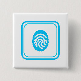Blue Fingerprint Biometric Security 缶バッジ