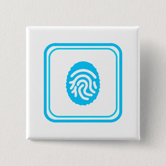 Blue Fingerprint Biometric Security 缶バッジ (正面)
