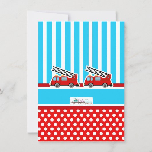 Blue Fire Engine Thank You Notes サンキューカード (裏面)