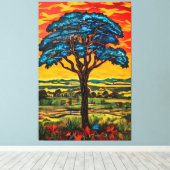 Blue Fire Tree キャンバスプリント (インサイチュ (ウッドフロア))