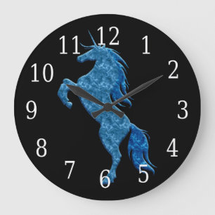 Blue Fire Unicorn Clock ラージ壁時計