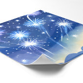 Blue Fireworks | Firework Celebration Watercolor ポスター (角)