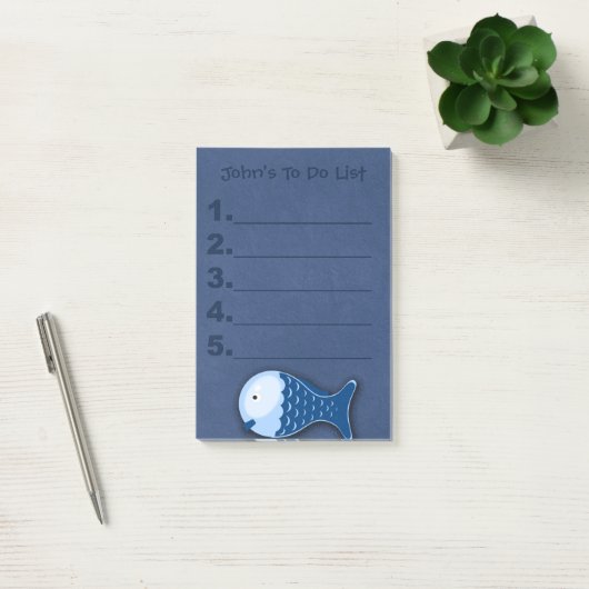 Blue Fish Child's To Do List It Notes ポストイット (オフィス)