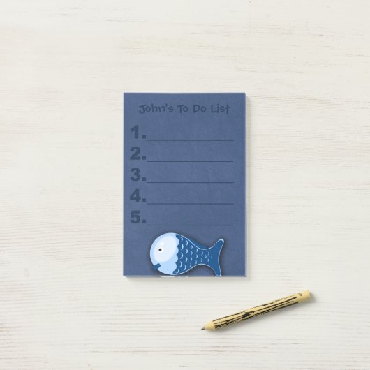 Blue Fish Child's To Do List It Notes ポストイット (デスク上)