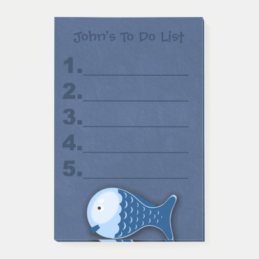 Blue Fish Child's To Do List It Notes ポストイット (正面)
