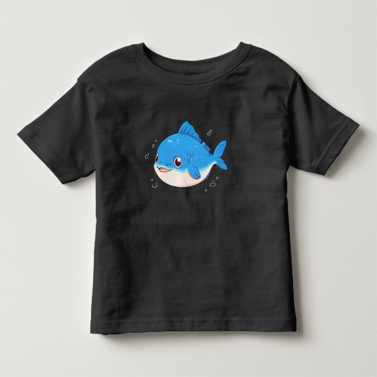 Blue Fish Drawing, Cartoon Style トドラーTシャツ (正面)