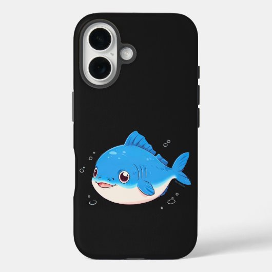 Blue Fish Drawing, Cartoon Style Case-Mate iPhoneケース (裏面)