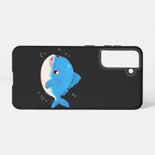 Blue Fish Drawing, Cartoon Style Samsung Galaxyケース (裏面横)