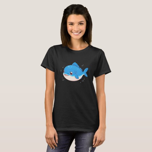 Blue Fish Drawing, Cartoon Style Tシャツ (正面フル)