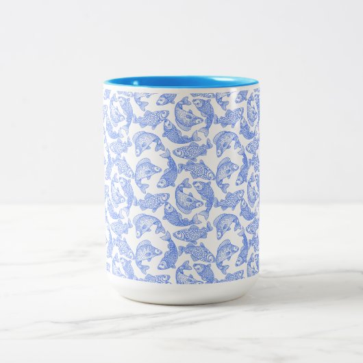 Blue Fish Pattern ツートーンマグカップ (中央)