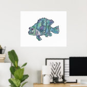 Blue Fish Sparkly Children's Wall Art Poster ポスター (ホームオフィス)