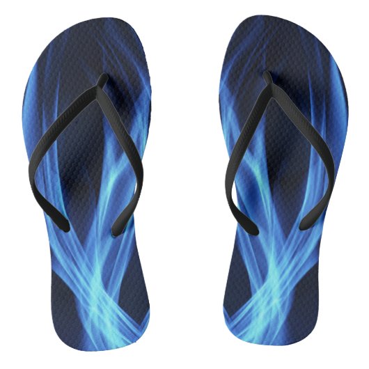 Blue Flame Swirl Dark Flip Flops ビーチサンダル (ソール)